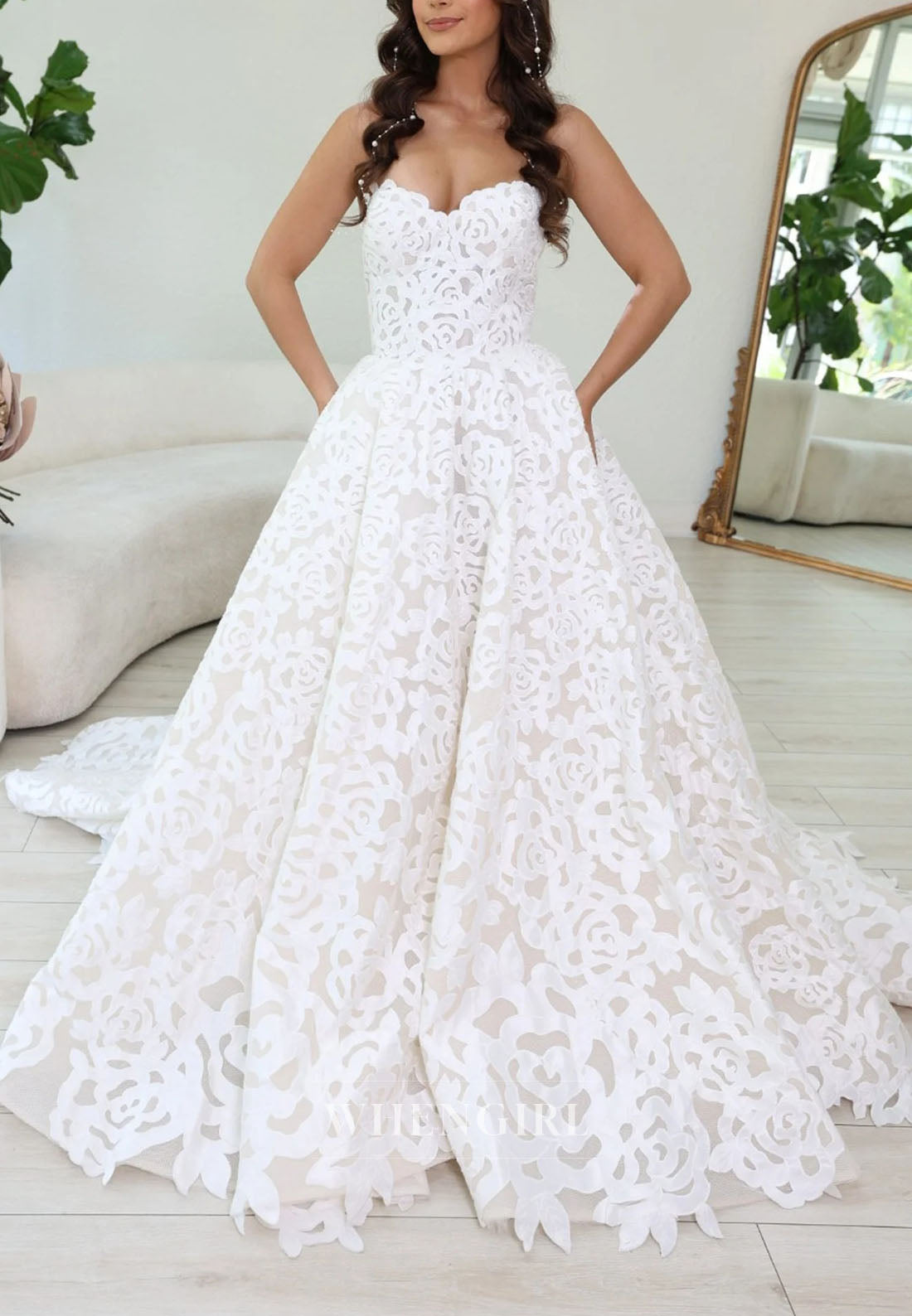 Lace Ball Gown Wedding Dress with Pockets