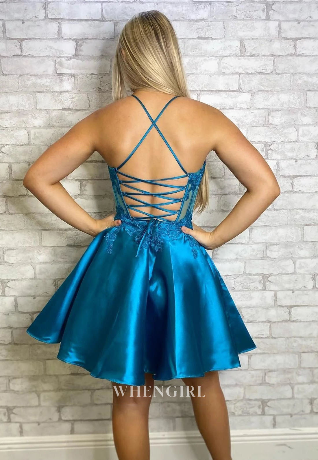 A-Line Satin Short Prom Dress with Corset Bodice