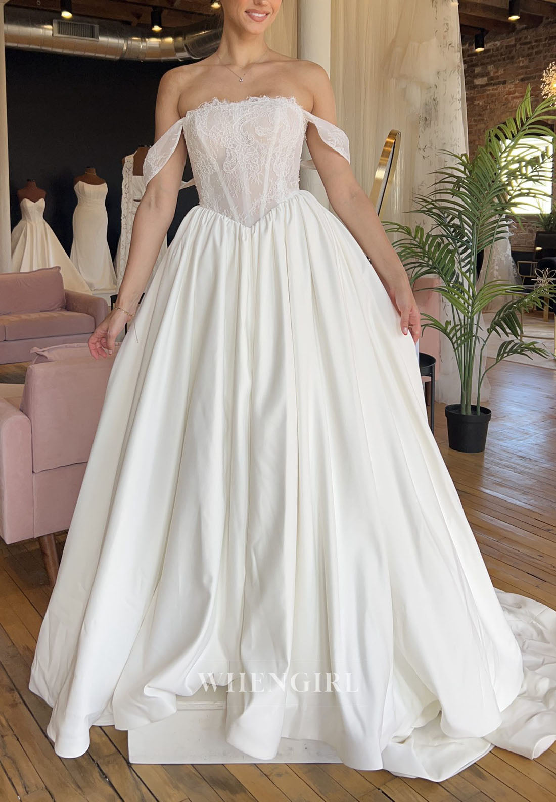 Lace Corset Off-the-Shoulder Ball Gown