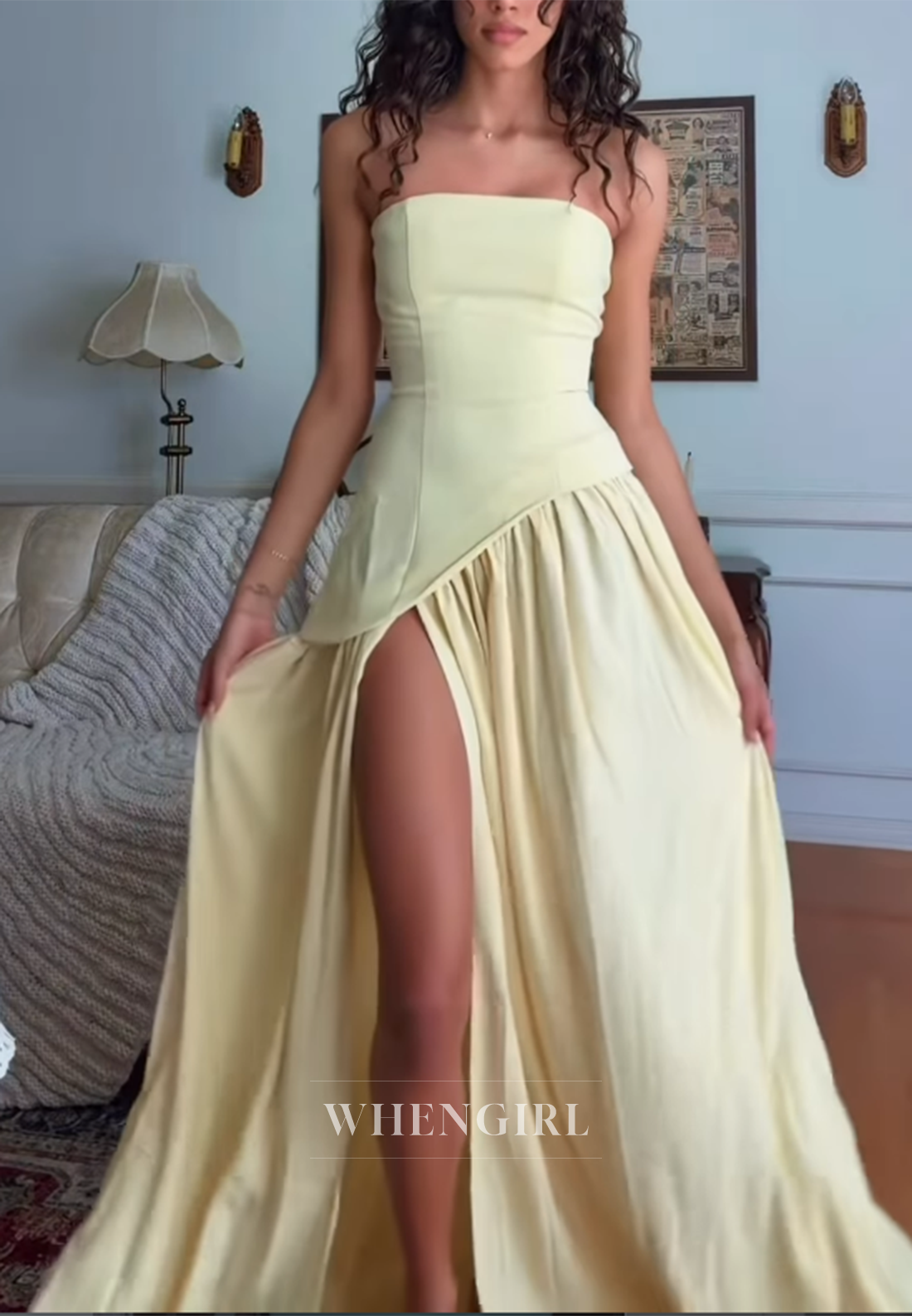 Strapless Asymmetrical A-Line Evening Dress
