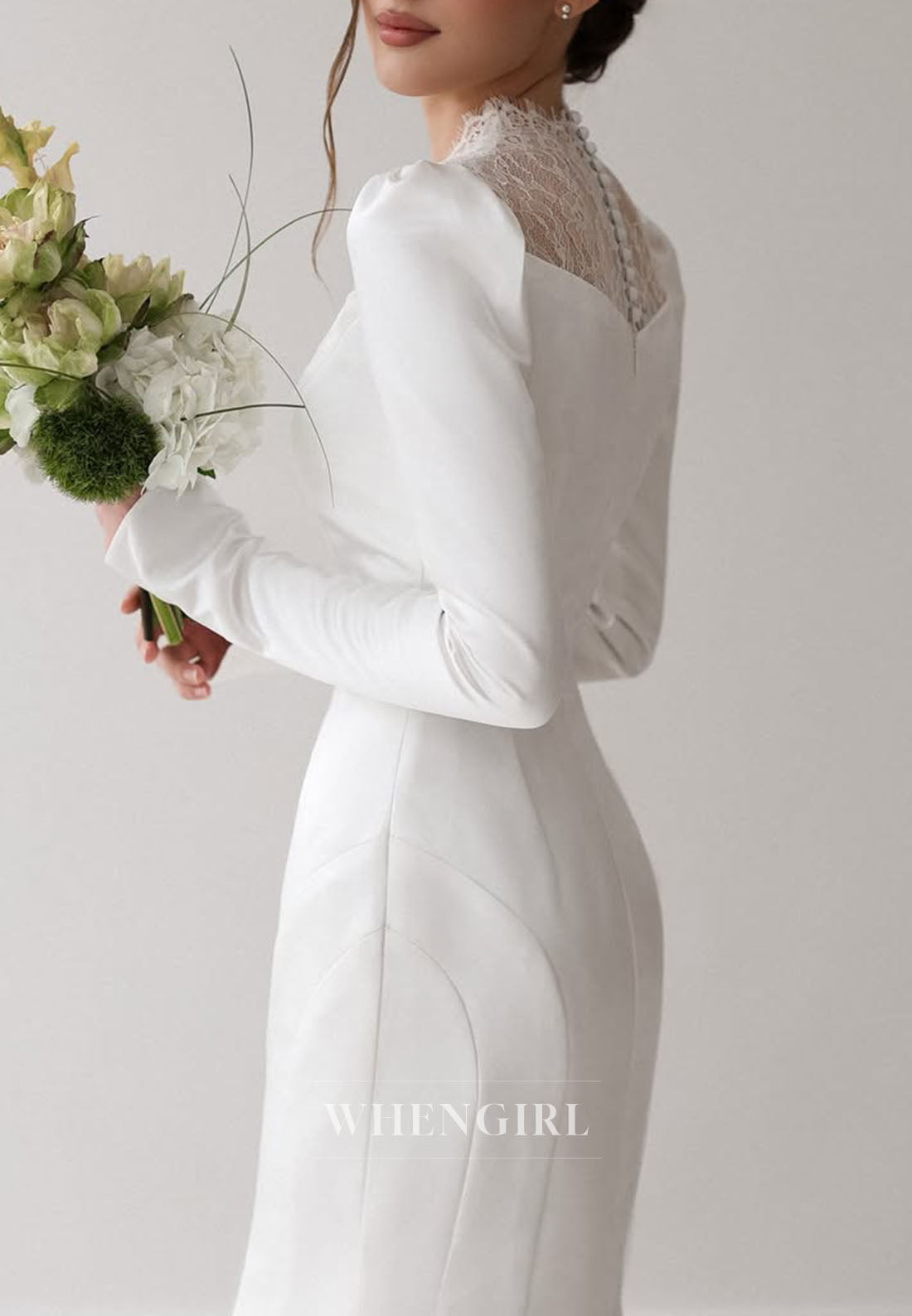 Mermaid Wedding Dress with Lace Illusion Neck