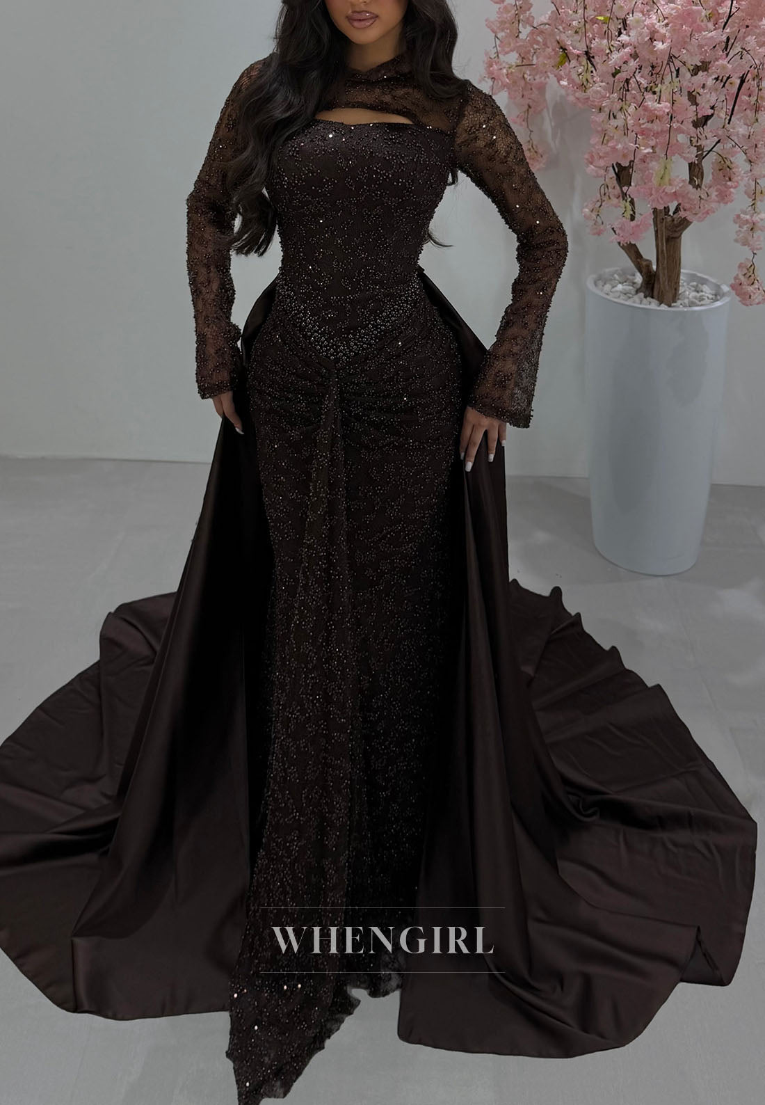 Embellished Gown with Cutout & Overskirt