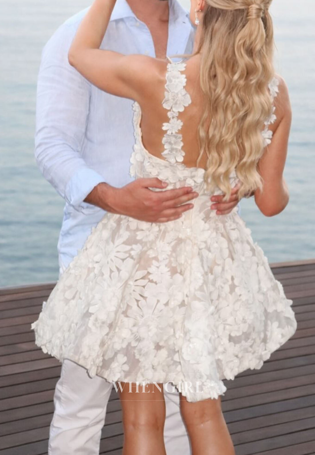 Romantic 3D Floral Spaghetti Strap Mini Dress
