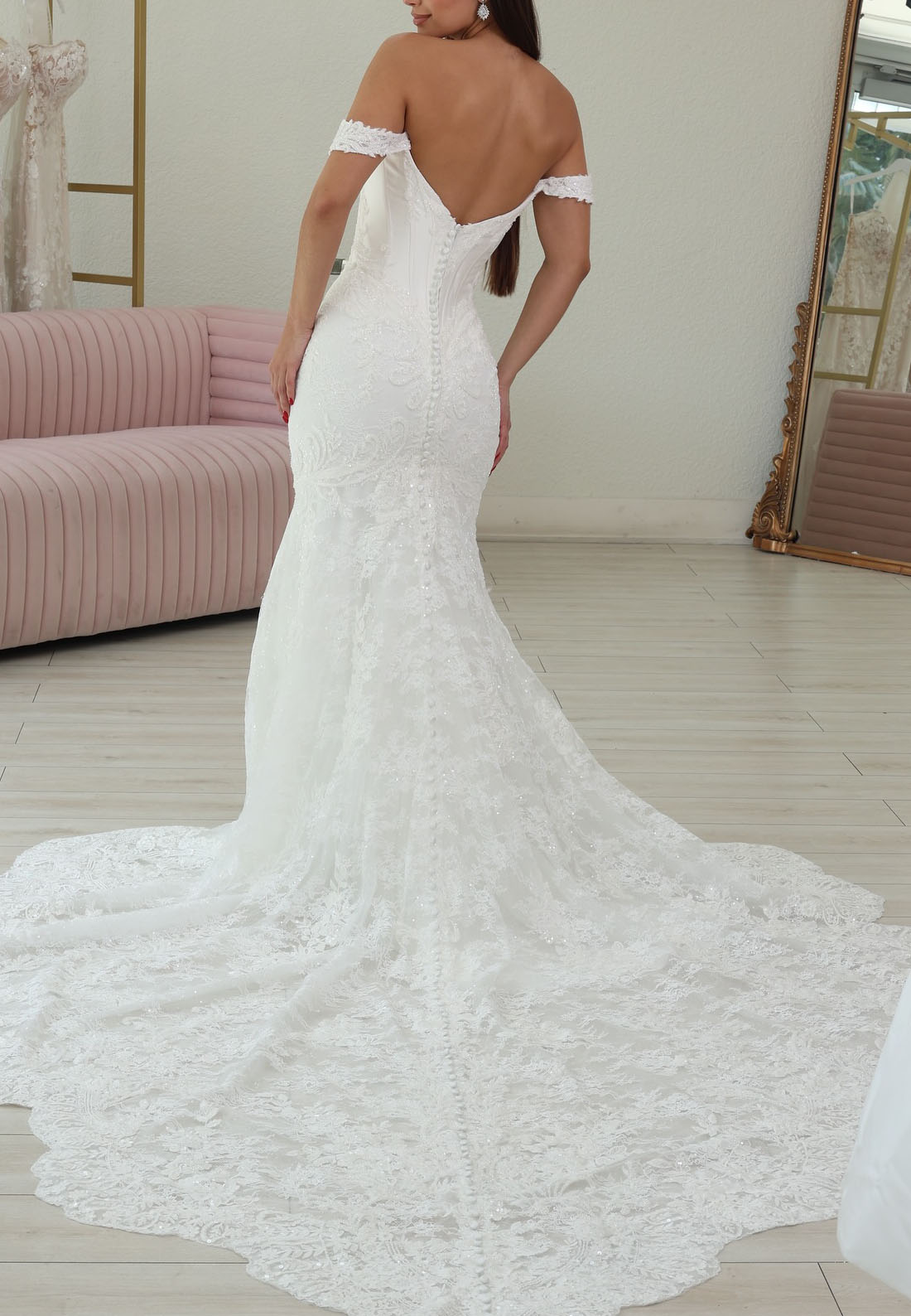 Corset Mermaid Lace Wedding Dress with Train