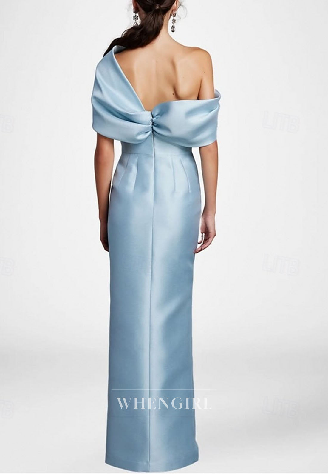 One Shoulder Sheath Slit Floor Length Mother of the Bride Dress