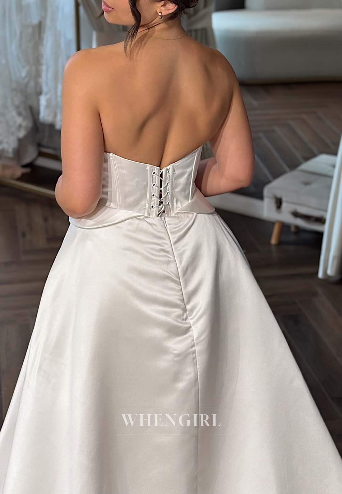 V Neck Sleeveless Beaded Sheath Chapel Train Lace Up Wedding Dress