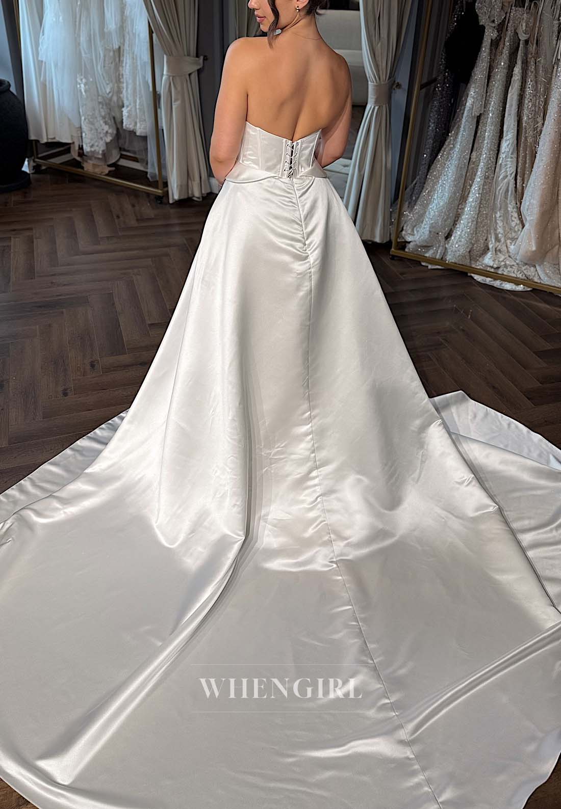 V Neck Sleeveless Beaded Sheath Chapel Train Lace Up Wedding Dress