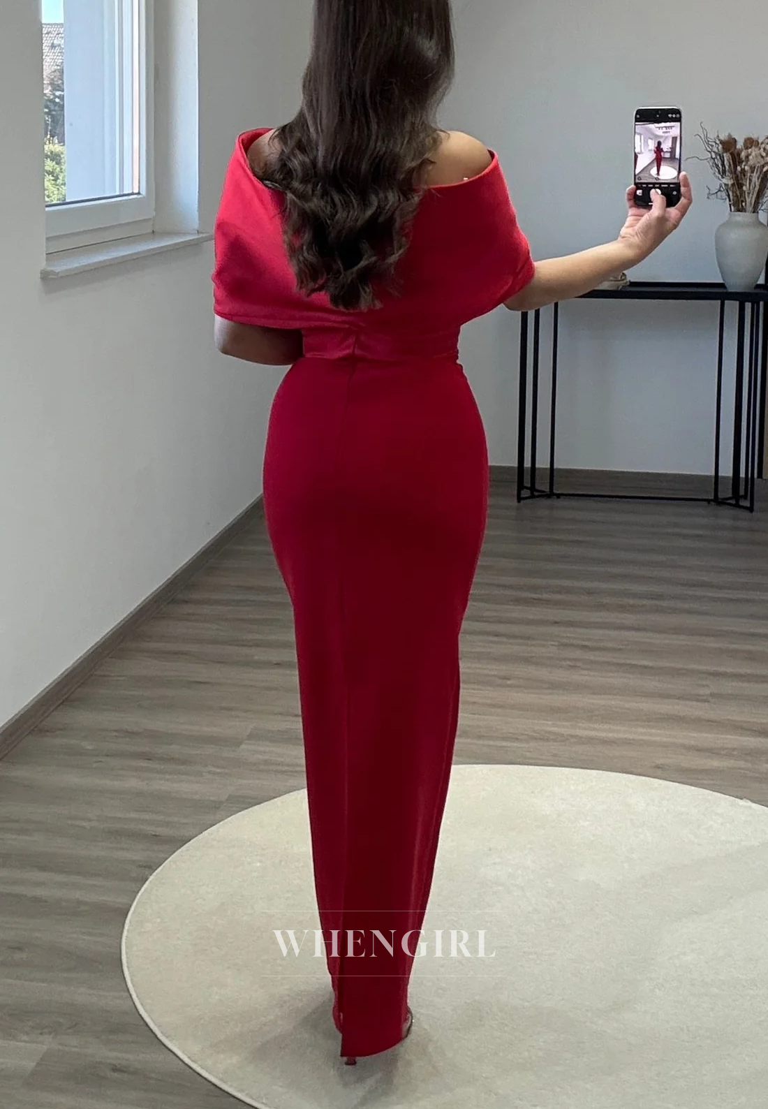 Off Shoulder Pleated Sheath Ankle Length Sleevelesss Back Zipper Formal Evening Dress