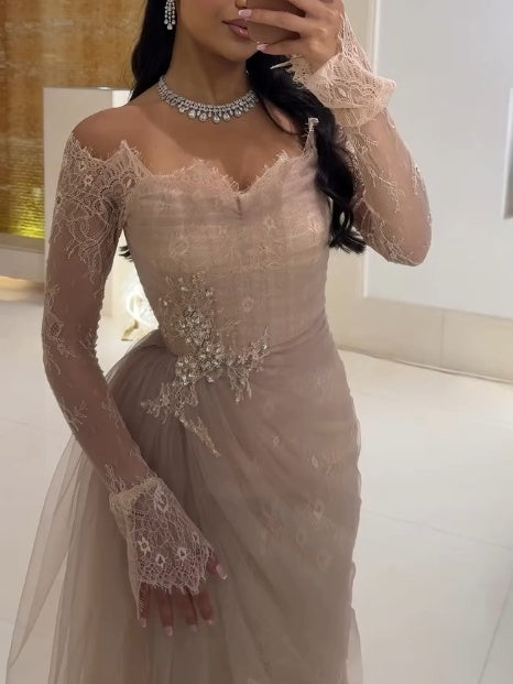 Elegant Lace Long Sleeve Bodycon Formal Dress
