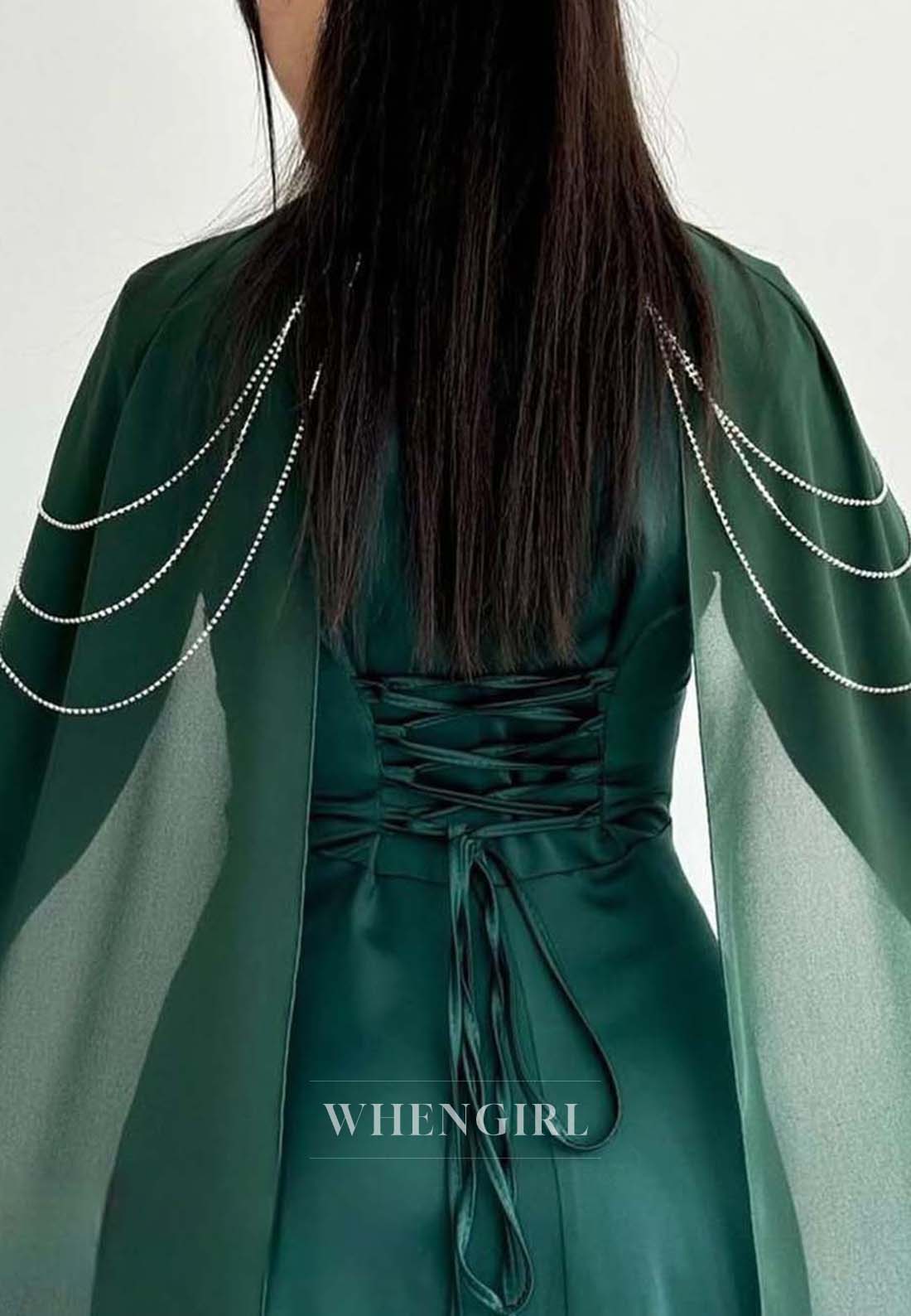High Neck Long Sleeves Formal Gown Floor Length Lace Up Sheath Evening Dress