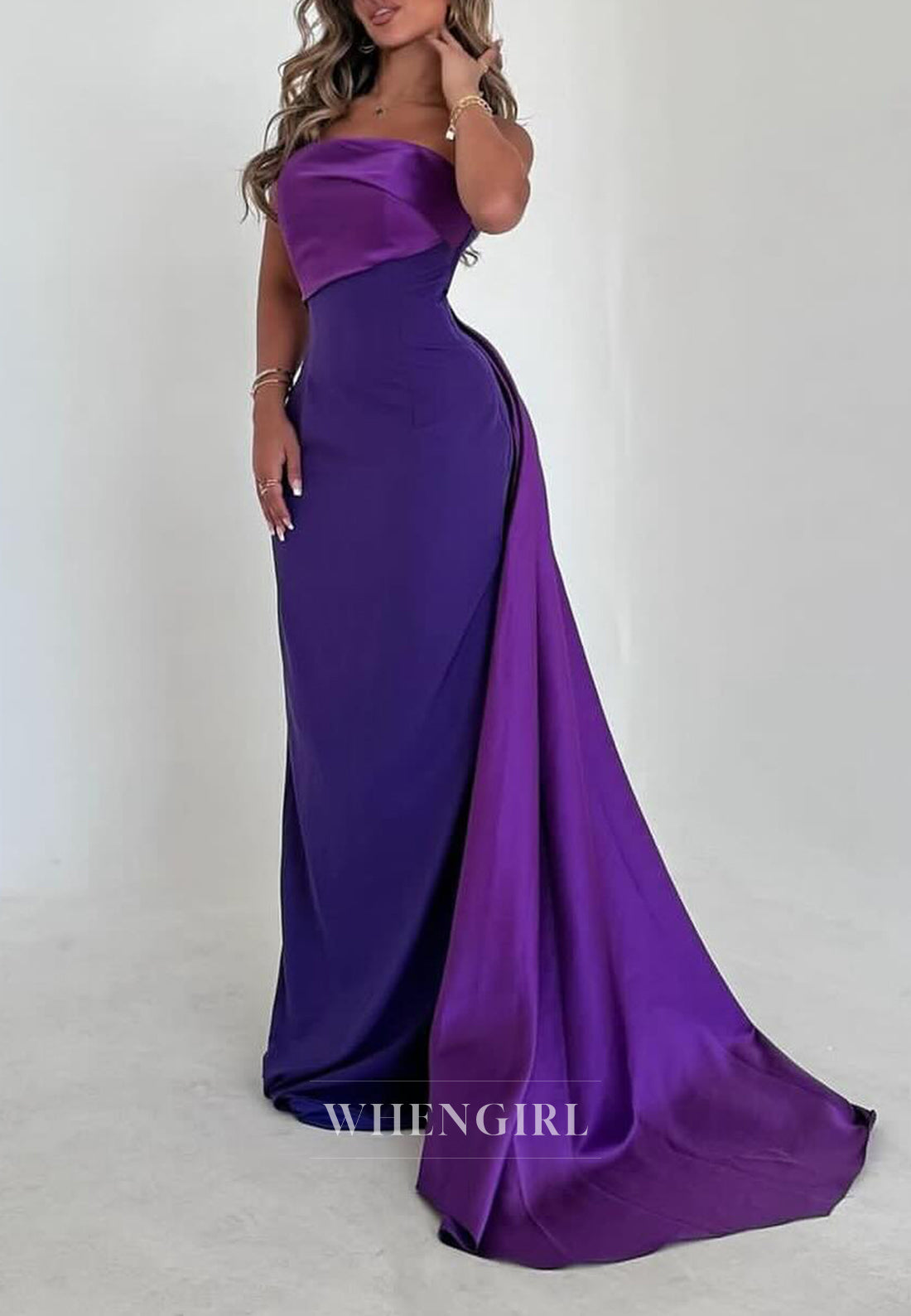 Sheath Strapless Satin Simple Evening Formal Dress with Train