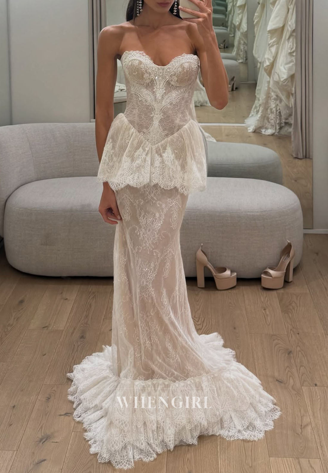 Sheath Sweetheart Sleeveless Lace Vintage Wedding Dress