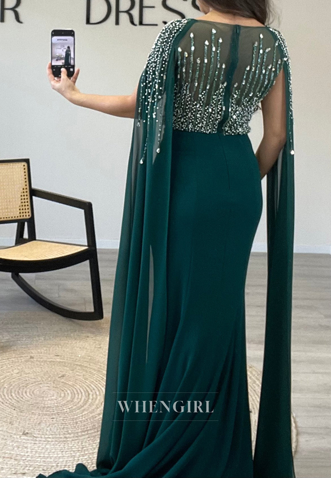 Beading Sleeveless Mermaid Evening Gown Side Slit Sweep Train Formal Dress