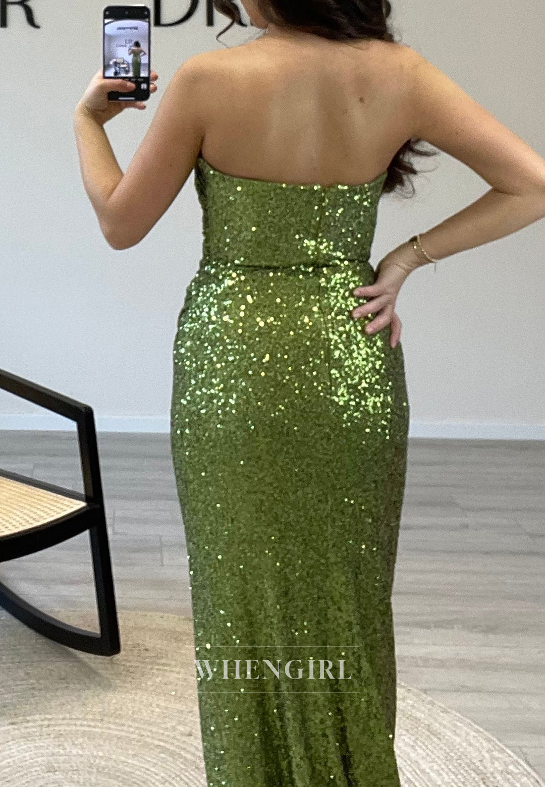 Sleeveless Asymmertrical Sequin Mermaid Evening Gown Off Shoulder Side Slit Formal Dress