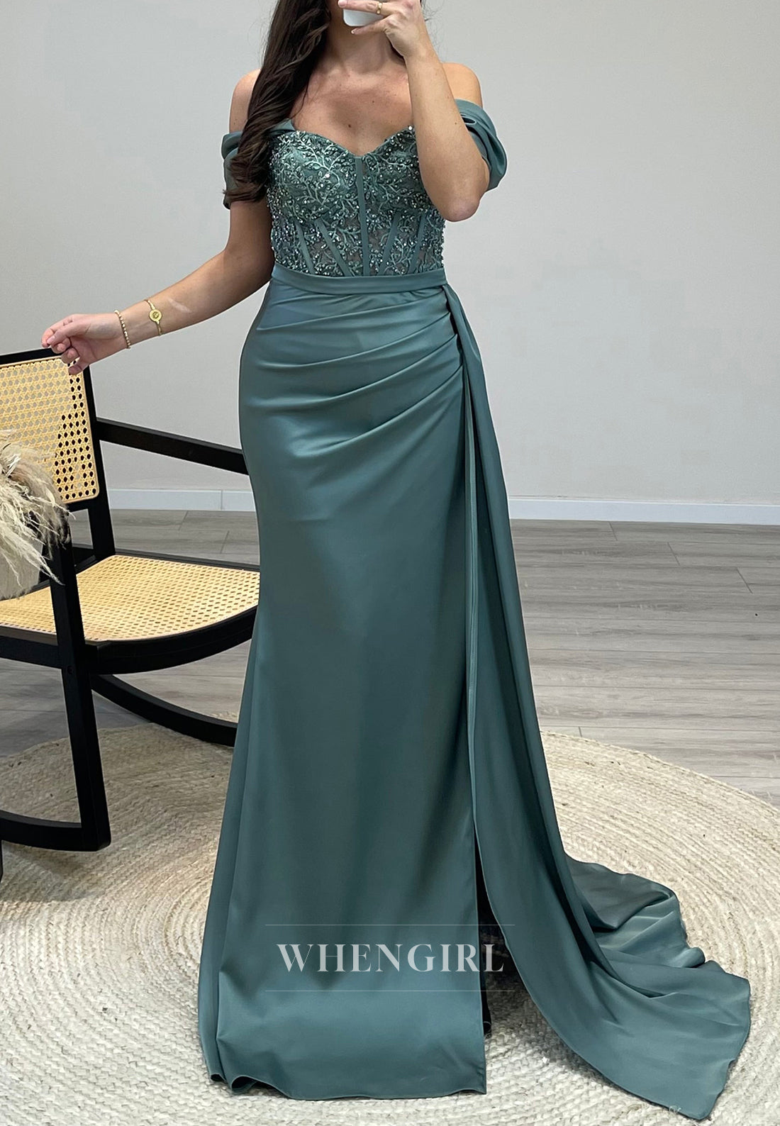 Sweetheart Off Shoulder Pleated Beade Lace Mermaid Evening Fermal Gown With Train