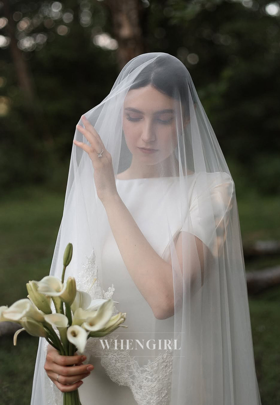 Sheath Bateau Short Sleeves Satin Simple Wedding Dress with Train