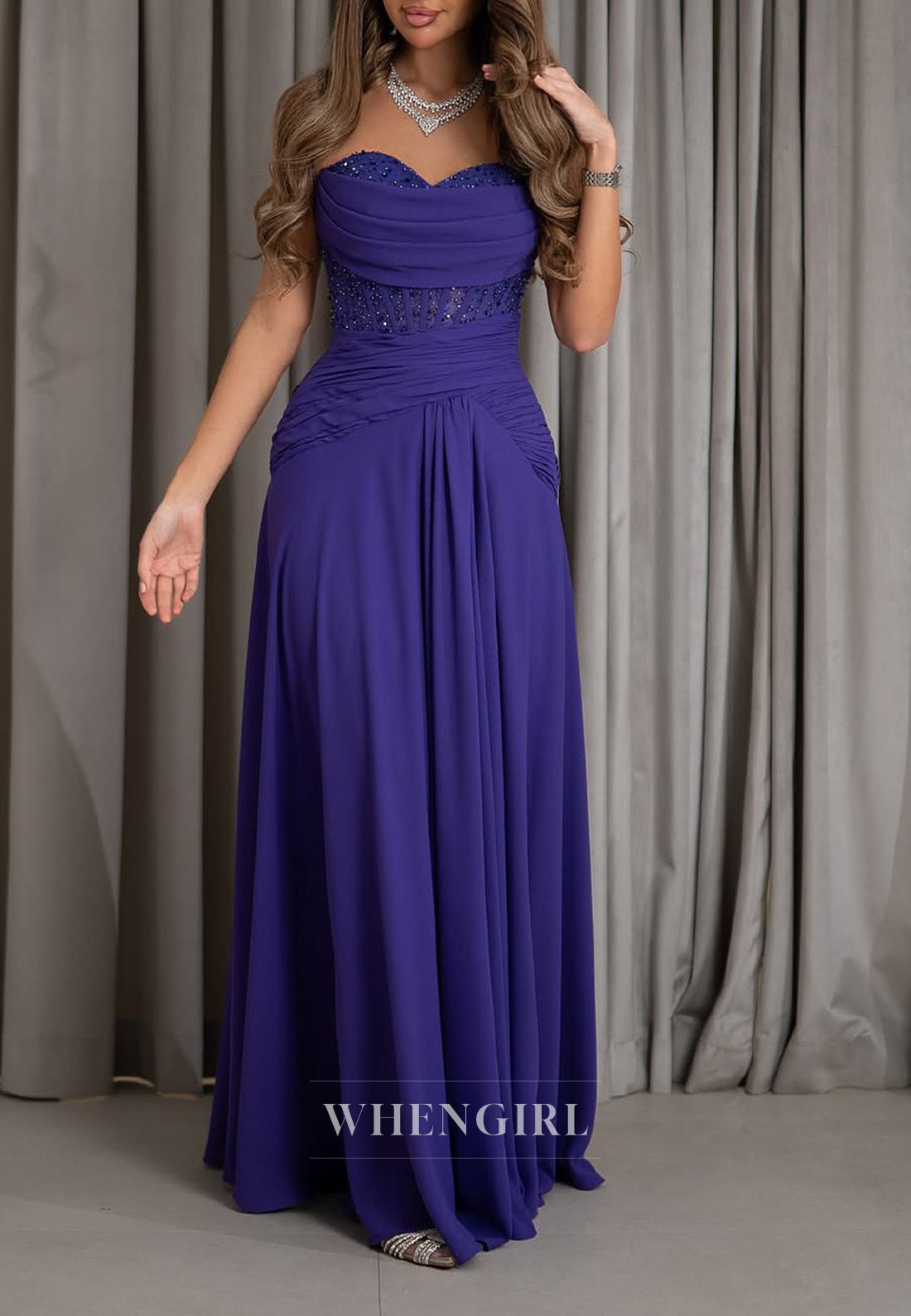 Regency Sweetheart Sleeveless Pleated Sheath Floor Length Formal Evening Gwon