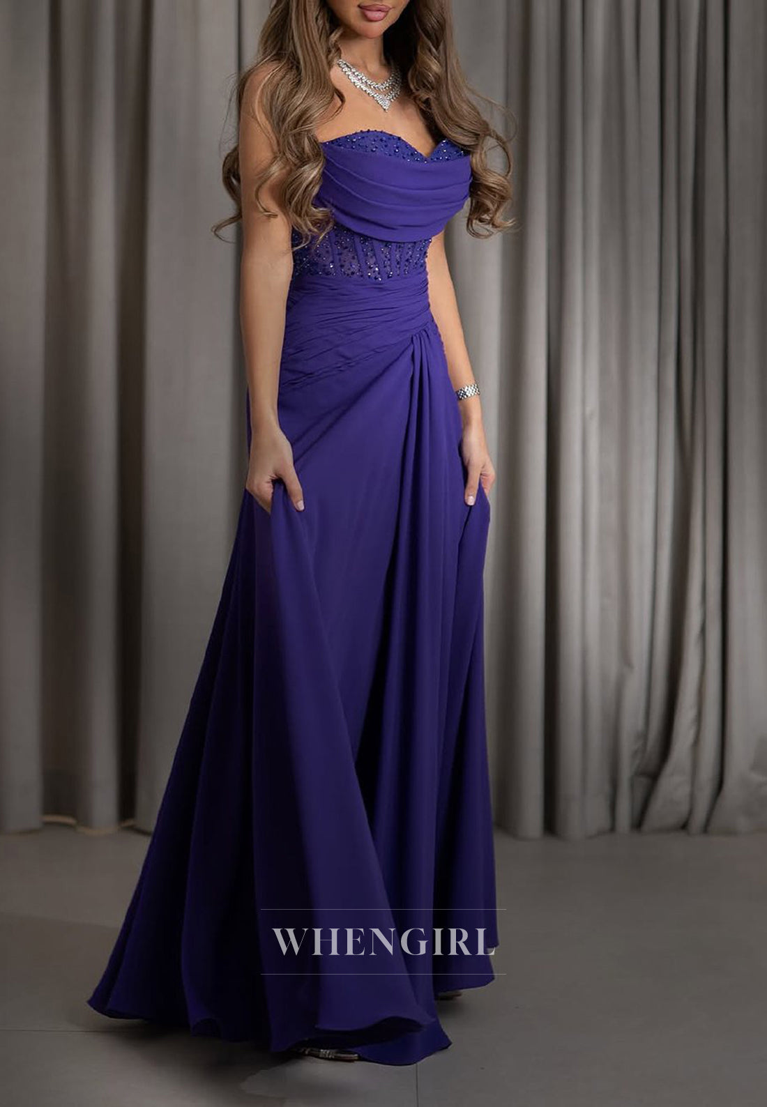 Regency Sweetheart Sleeveless Pleated Sheath Floor Length Formal Evening Gwon
