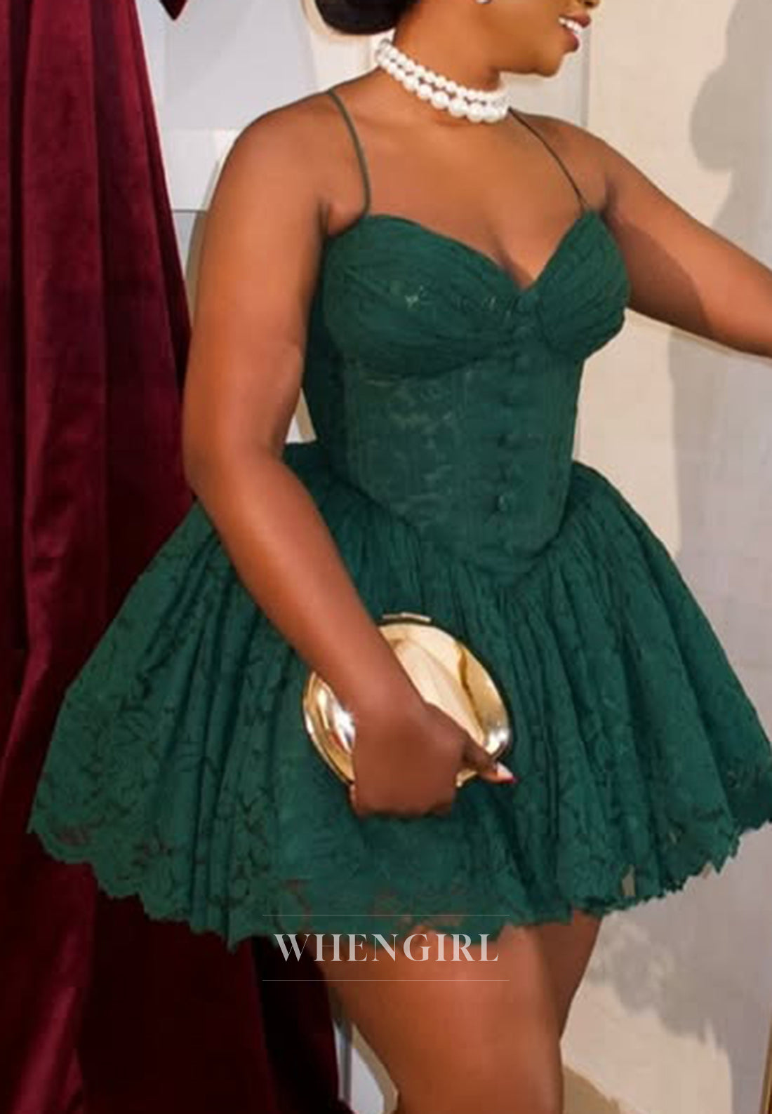 Teal Sweetheart Spaghetti Straps Embroidery Lace A-Line Homecoming Dress