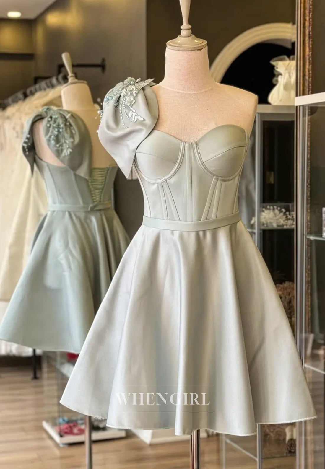 One Shoulder Sleeveless Party Gown Sweetheart A-Line Short Homecoming Dress