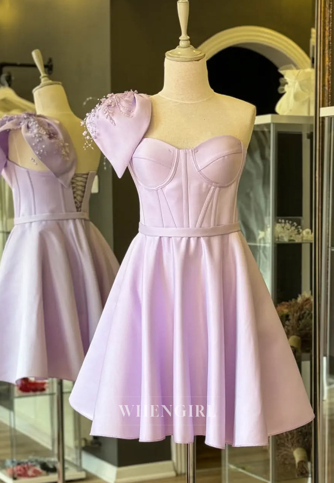 One Shoulder Sleeveless Party Gown Sweetheart A-Line Short Homecoming Dress