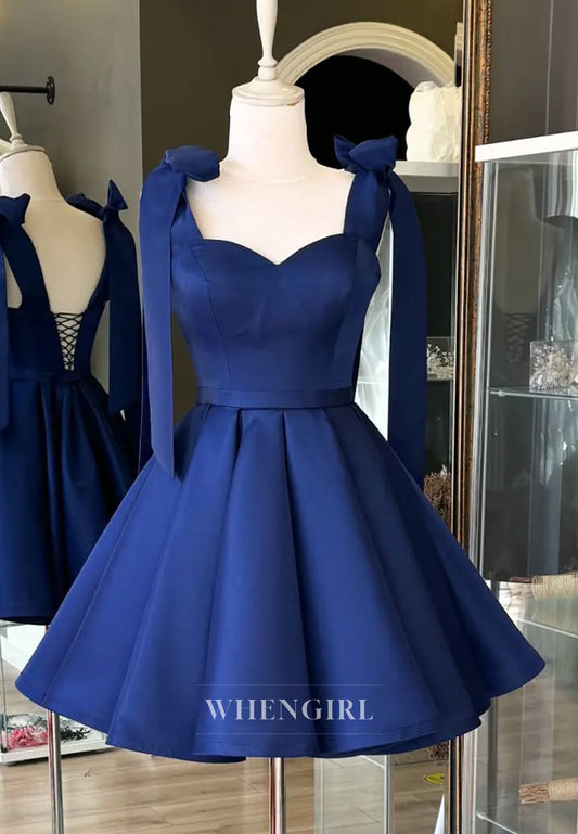 A-Line Sweetheart Lace Up Sleeveless Short Homecoming Dress