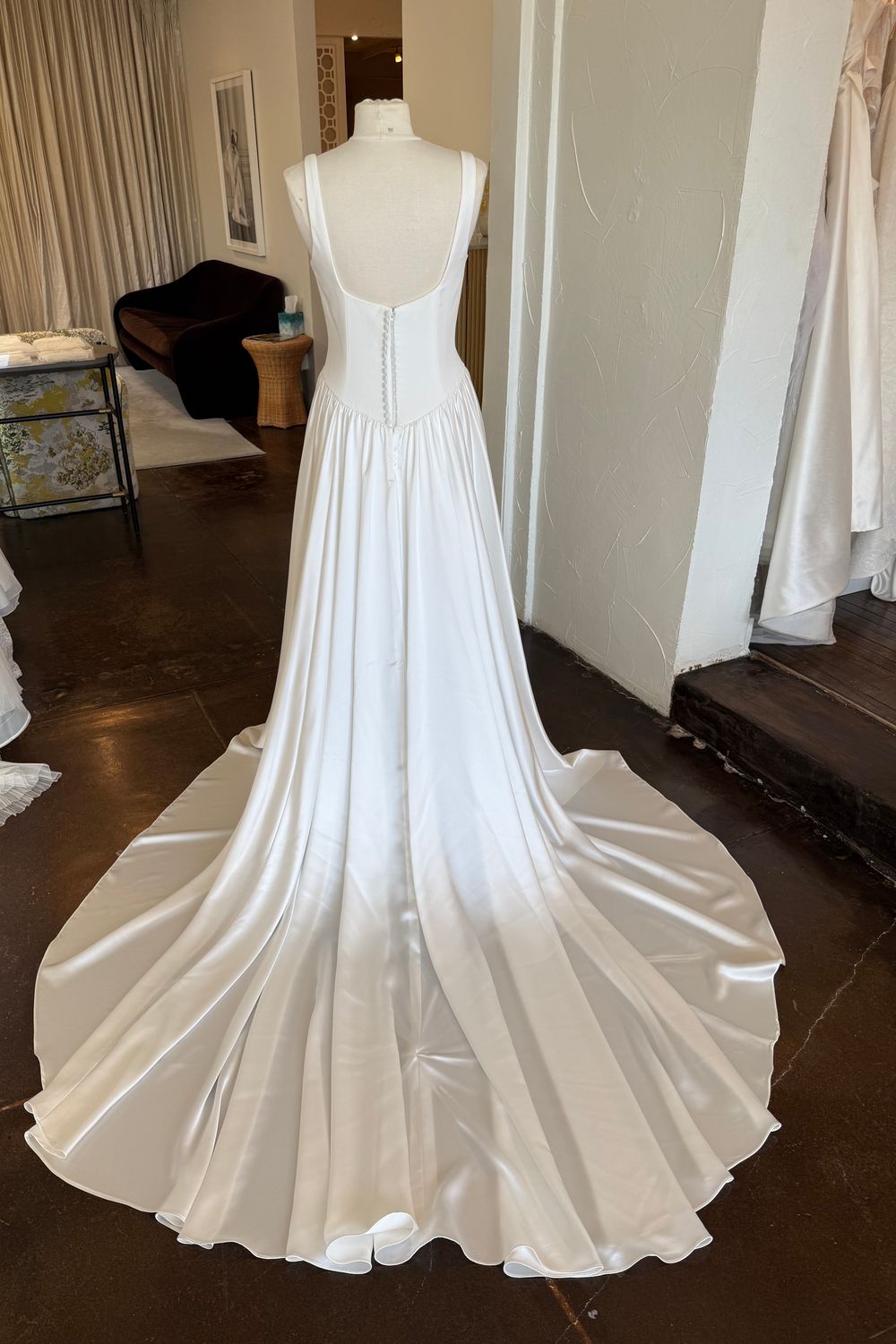 A-Line Square Neck Court Train Classic Wedding Dress