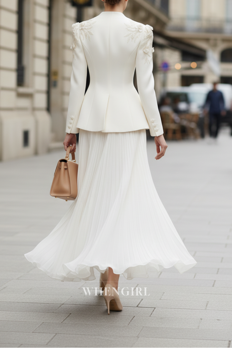Two Pieces Long Sleeves Midi Dress