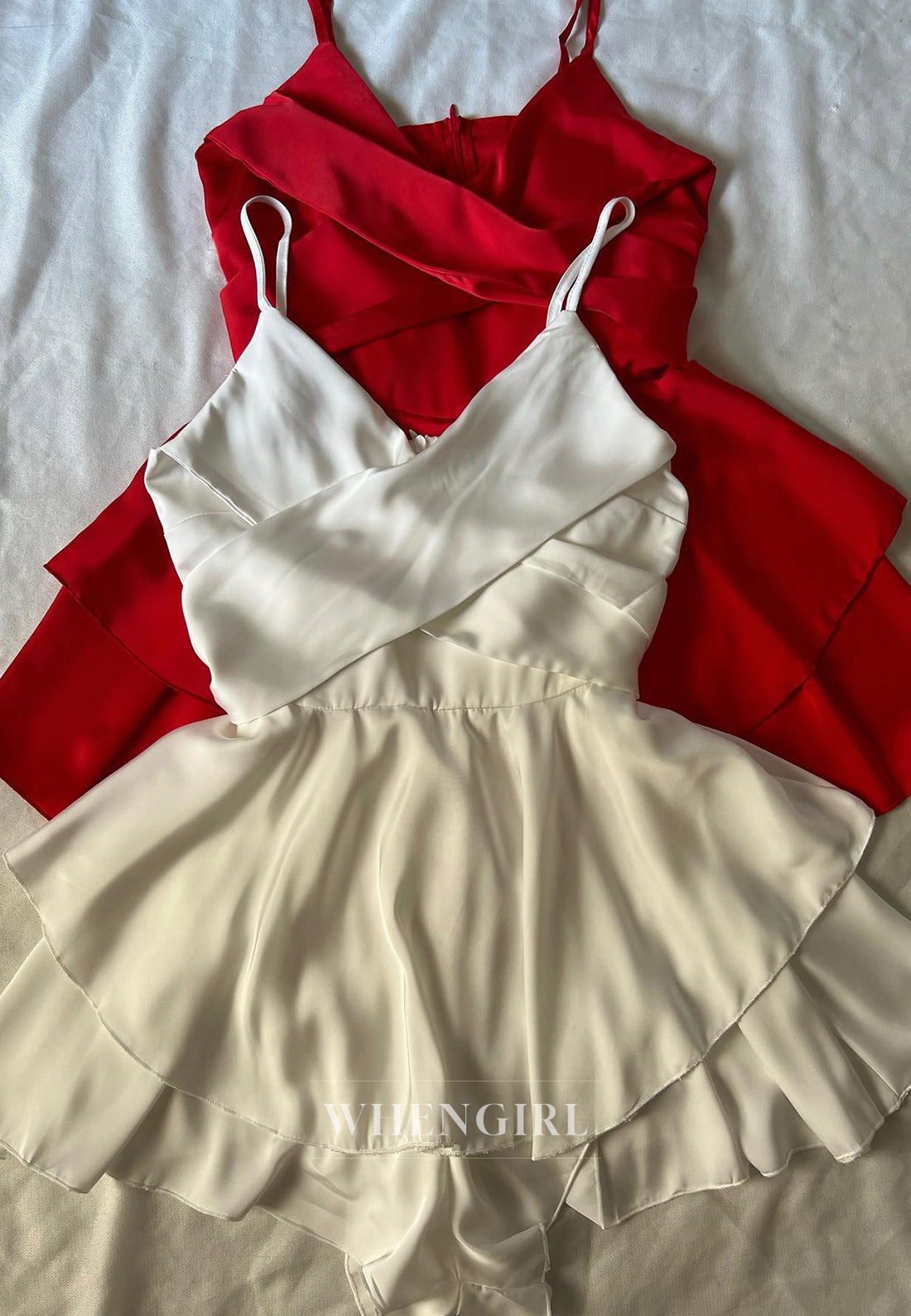 V Neck Spaghetti Straps Sleeveless A-Line Homecoming Dress