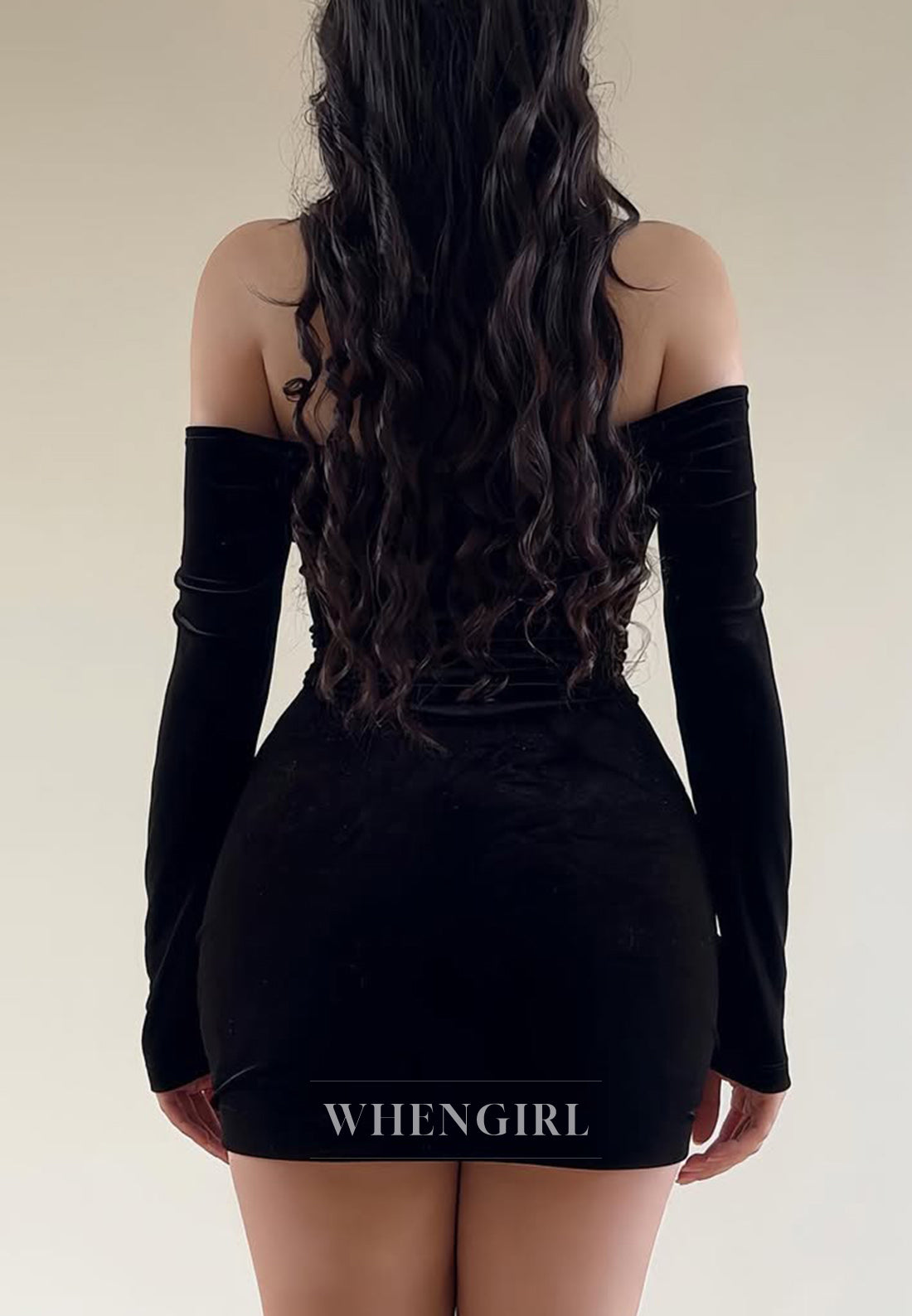 Black Sheath Long Sleeves Off Shoulder Velvet Short Homecoming Dress