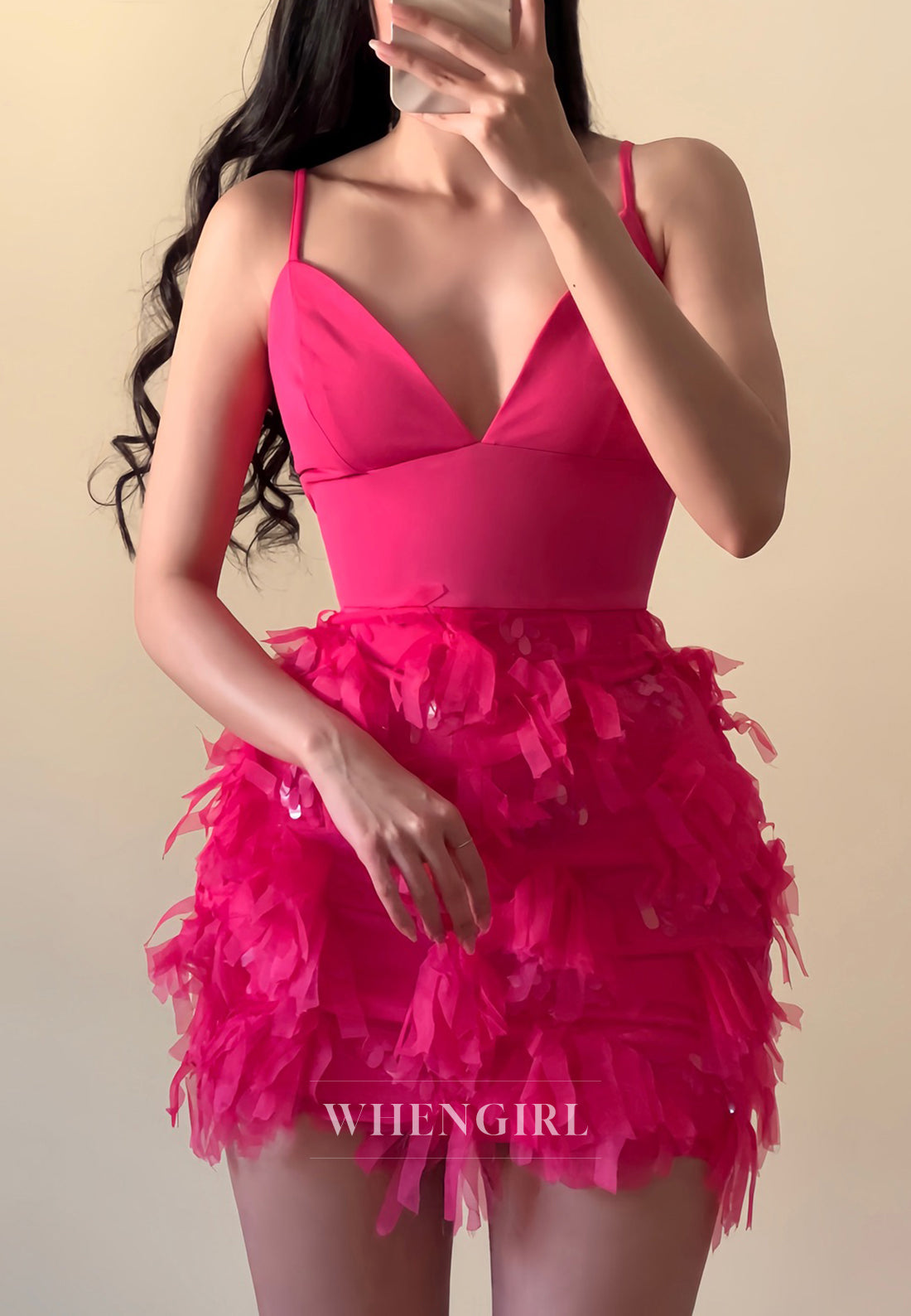 V Neck Sheath Spaghetti Straps Sleeveless Short Homecoming Dress