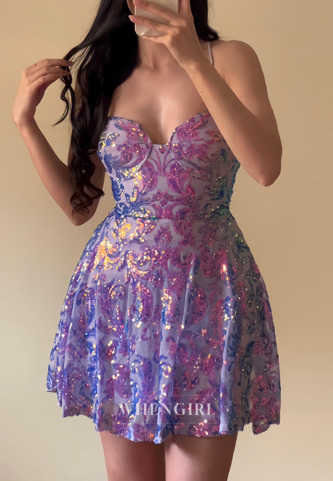 A-Line Sweetheart Beaded Sleeveless Cross Back Homecoming Dress