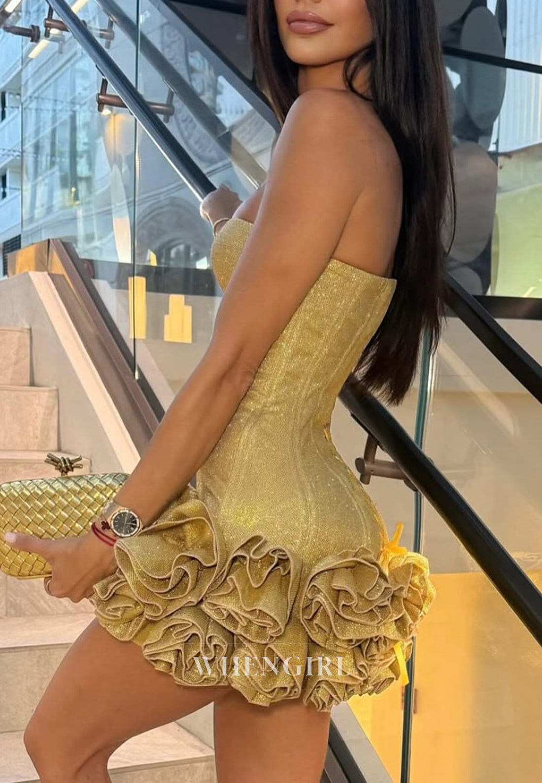 Tube Top Sleevless 3D Flowers Lace Up Sheath Short Homecoming Dress