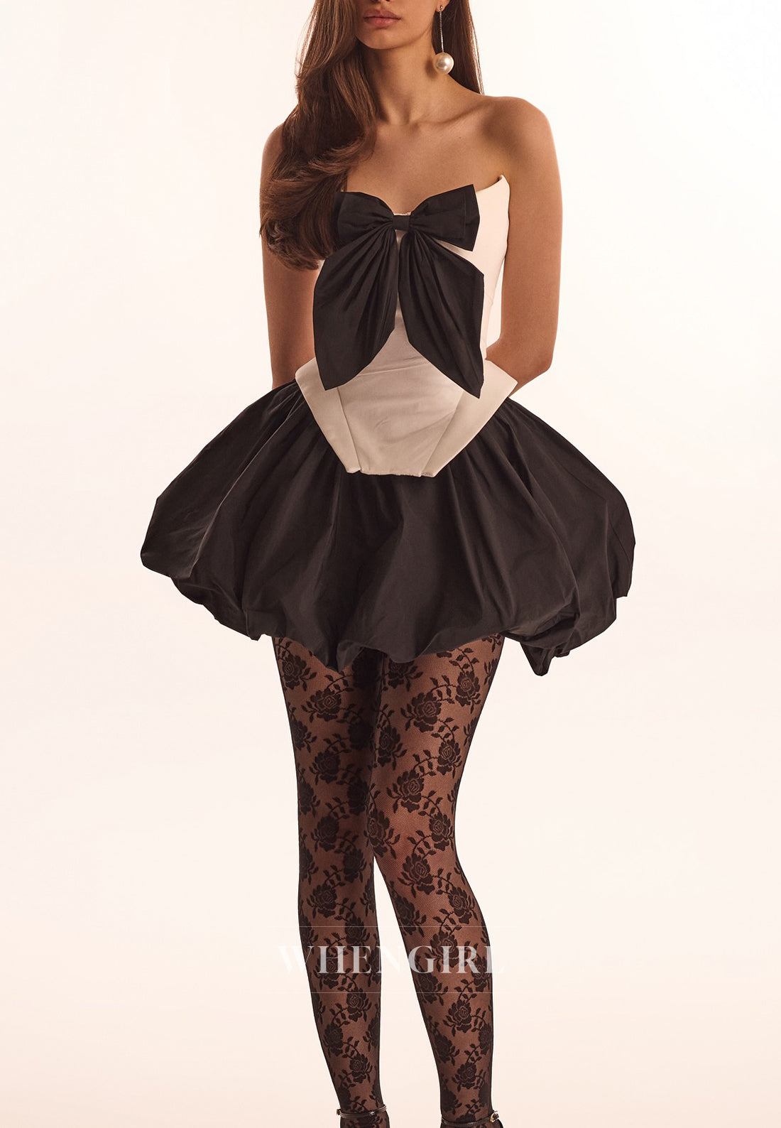 A-Line Strapless Party Dress Sleeveless Bowknot Homecoming Dress