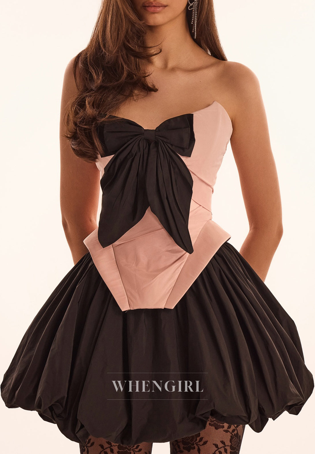 A-Line Strapless Party Dress Sleeveless Bowknot Homecoming Dress