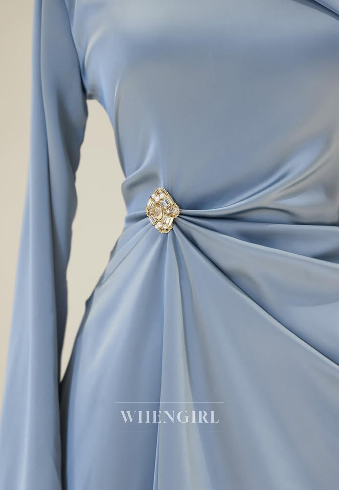 Long Sleeves Rhinestone Bateau Neck Floor Length Sheath Formal Evening Dress