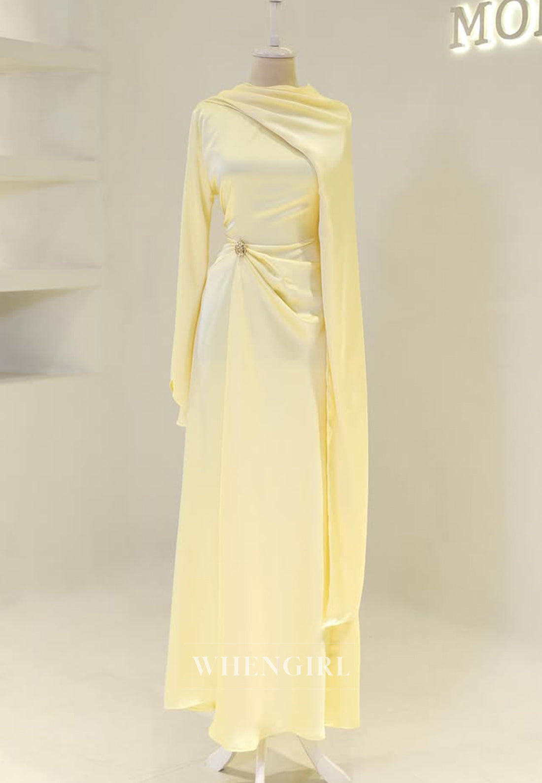 Long Sleeves Rhinestone Bateau Neck Floor Length Sheath Formal Evening Dress