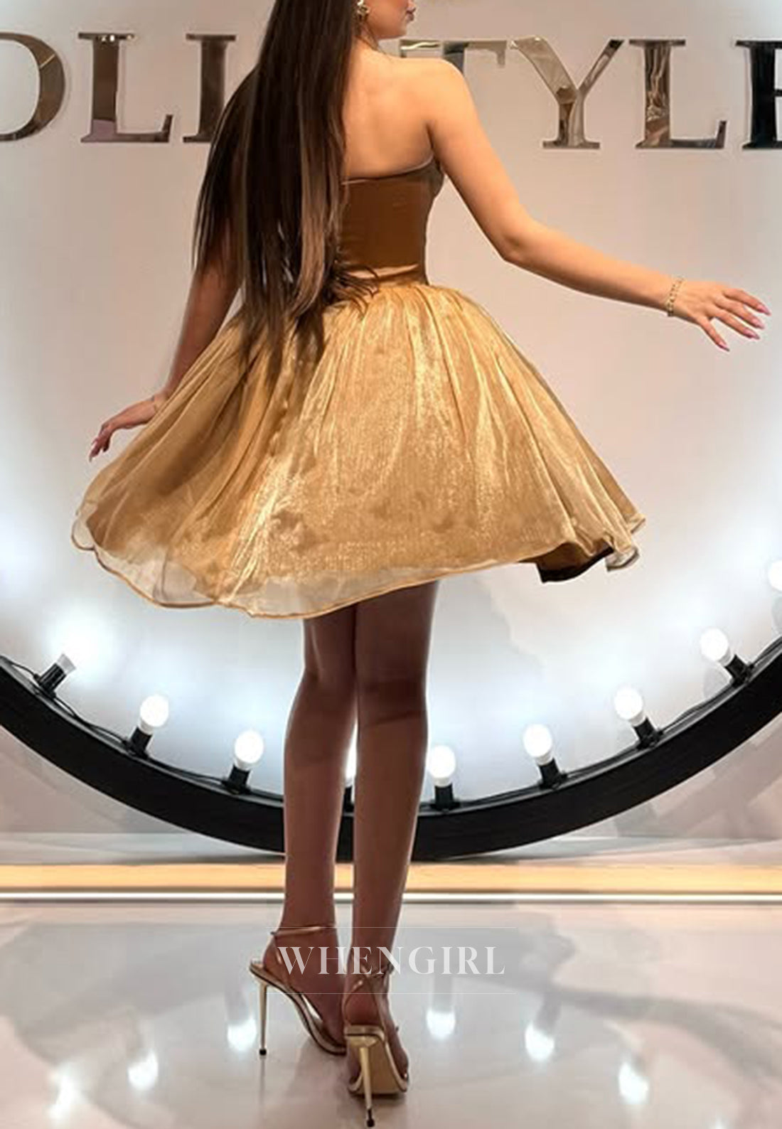 A-Line Strapless Flowers Sleeveless Short Homecoming Dress