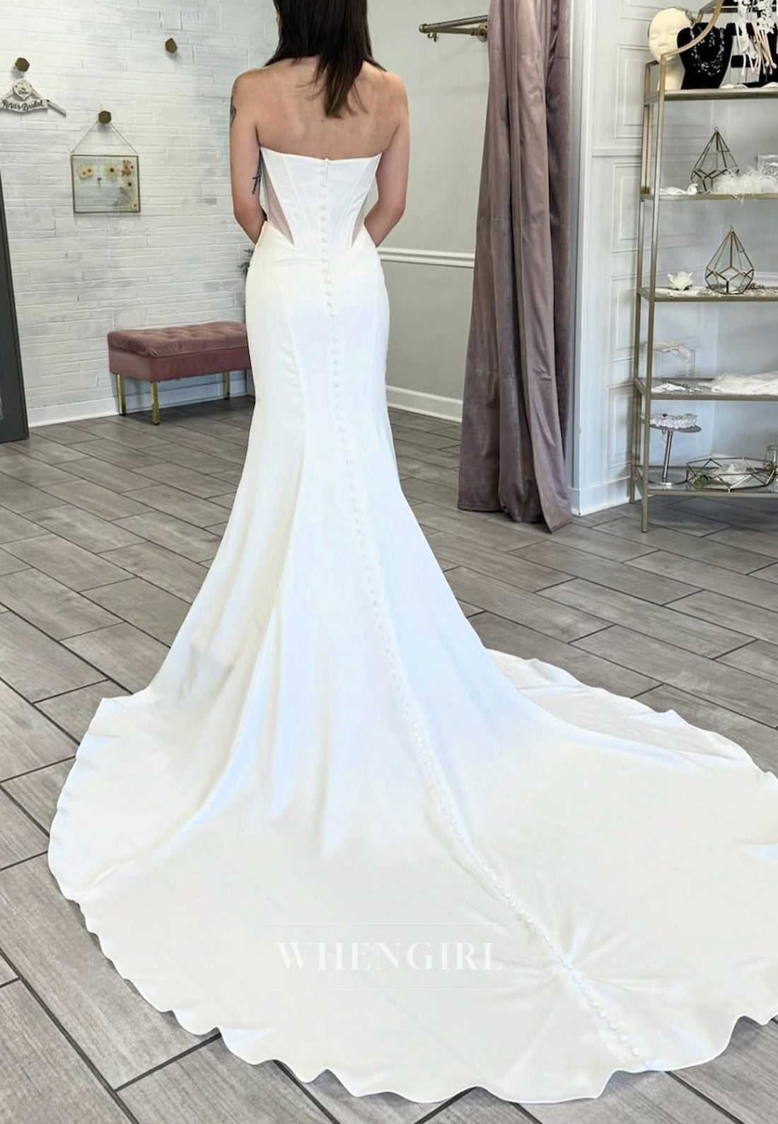 Simple Mermaid Sleeveless Sweetheart Court Train Wedding Dress