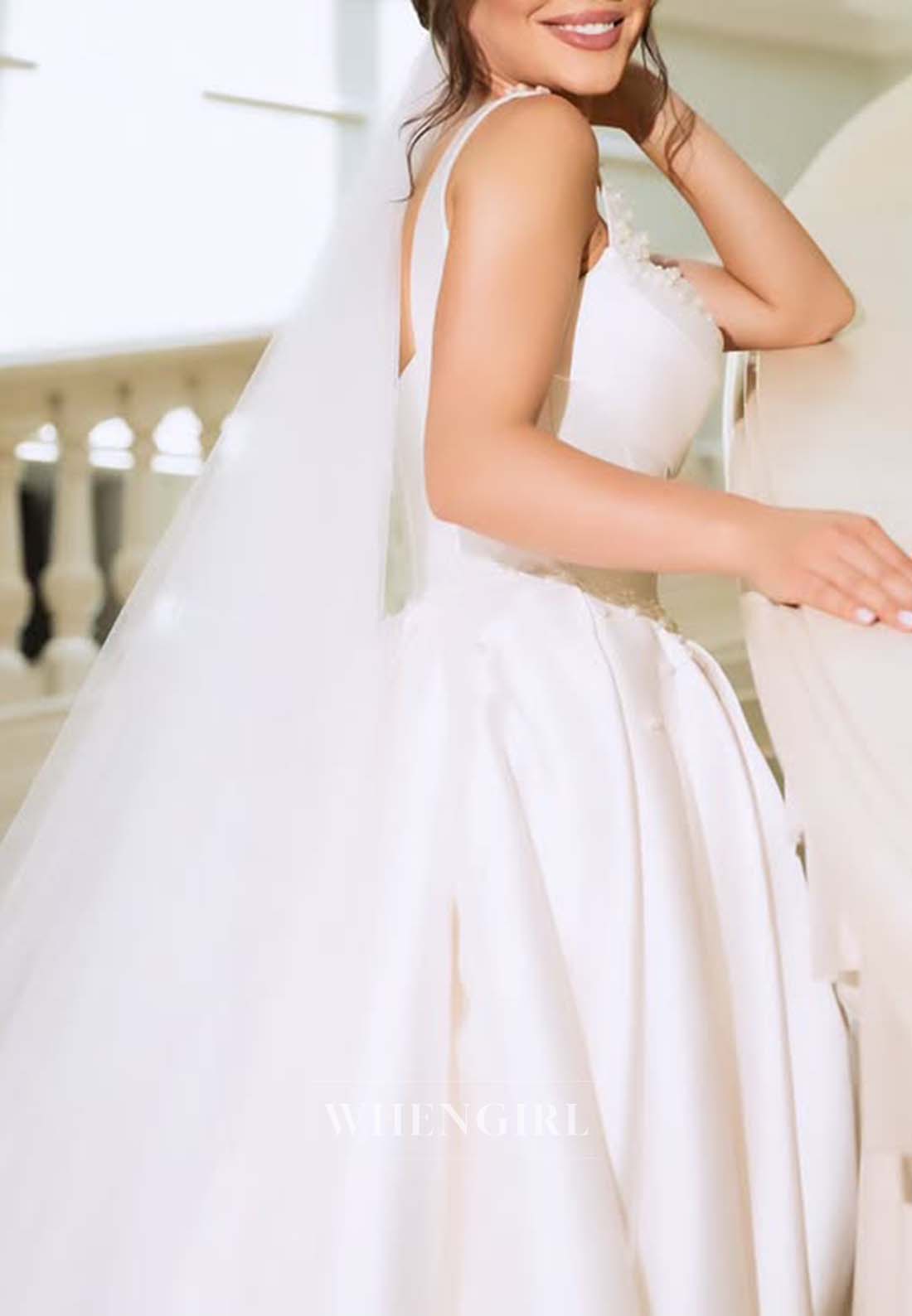 Ball Gown Sleeveless Beaded Sweetheart Court Train Wedding Dress