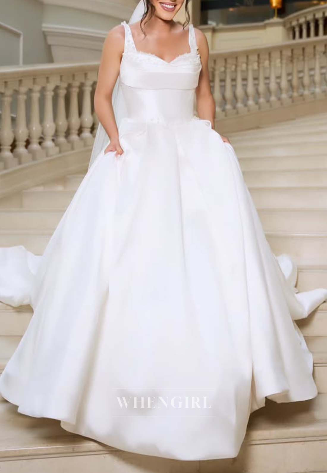 Ball Gown Sleeveless Beaded Sweetheart Court Train Wedding Dress