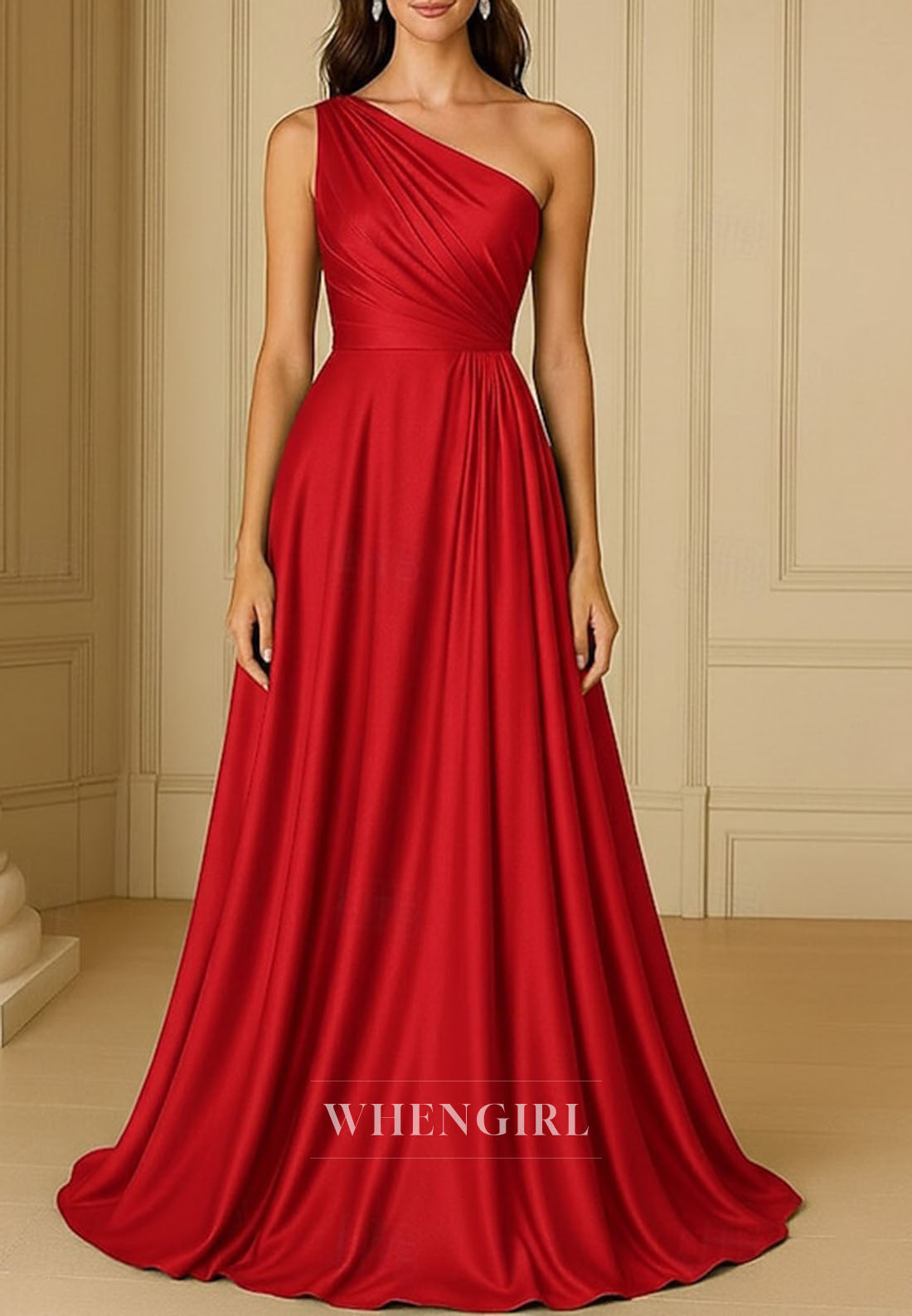 One Shoulder Ruched Sleeveless A-line Mother of the Bride Dress