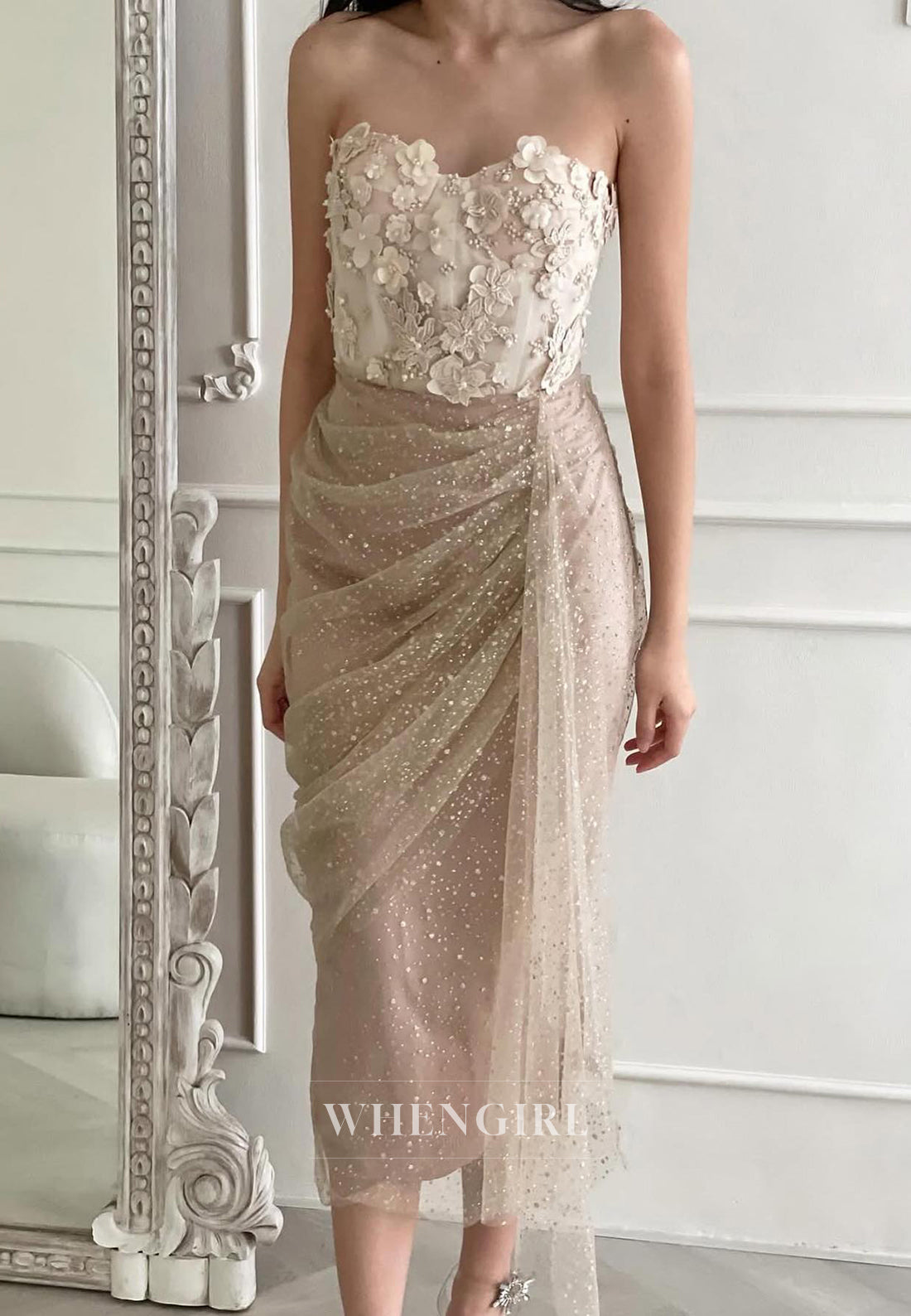 Glamorous Sweetheart Sheath Long Beaded Lace Prom Formal Party Dress with Floral