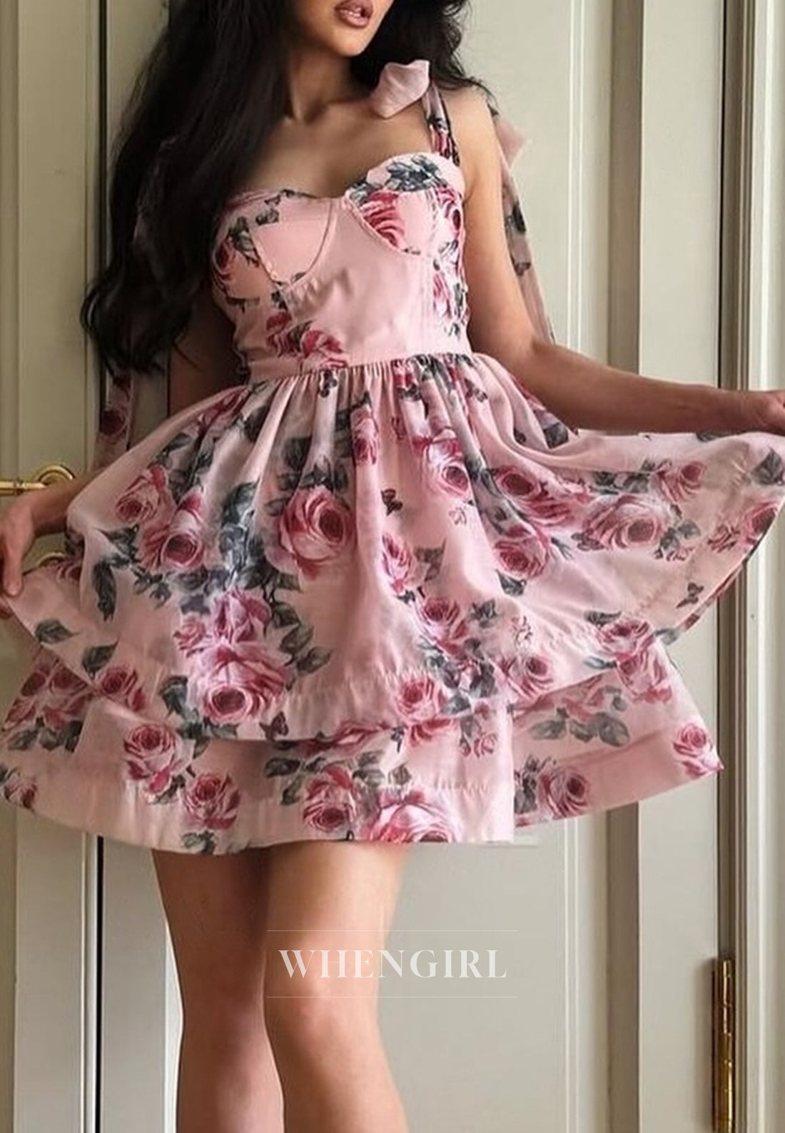 Sweetheart Sleeveless Floral A-Line Short Graduation Party Homecoming Dress