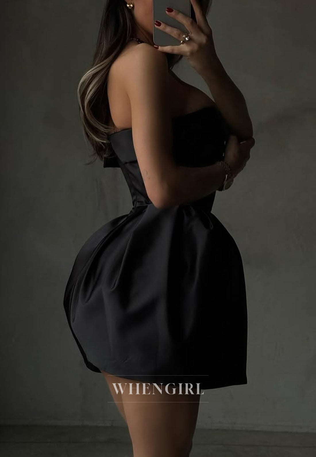 Tube top Ball Gown Sleeveless Simple Short Satin Homecoming Dress