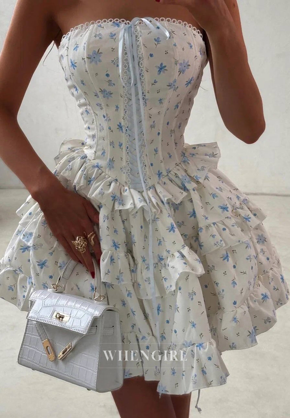 Tube Top Sleeveless Multi Tiered A-Line Short Homecoming Dress