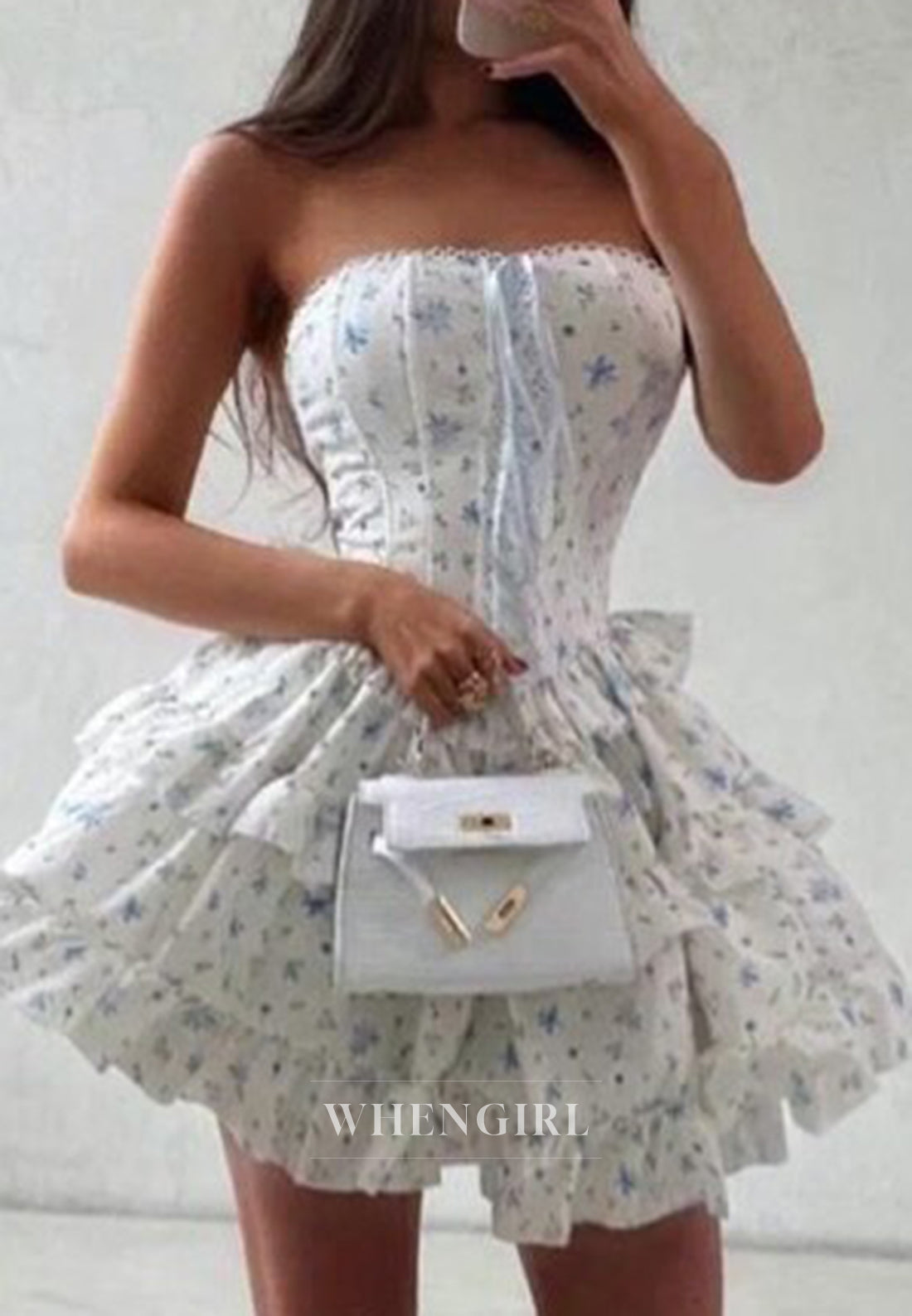 Tube Top Sleeveless Multi Tiered A-Line Short Homecoming Dress