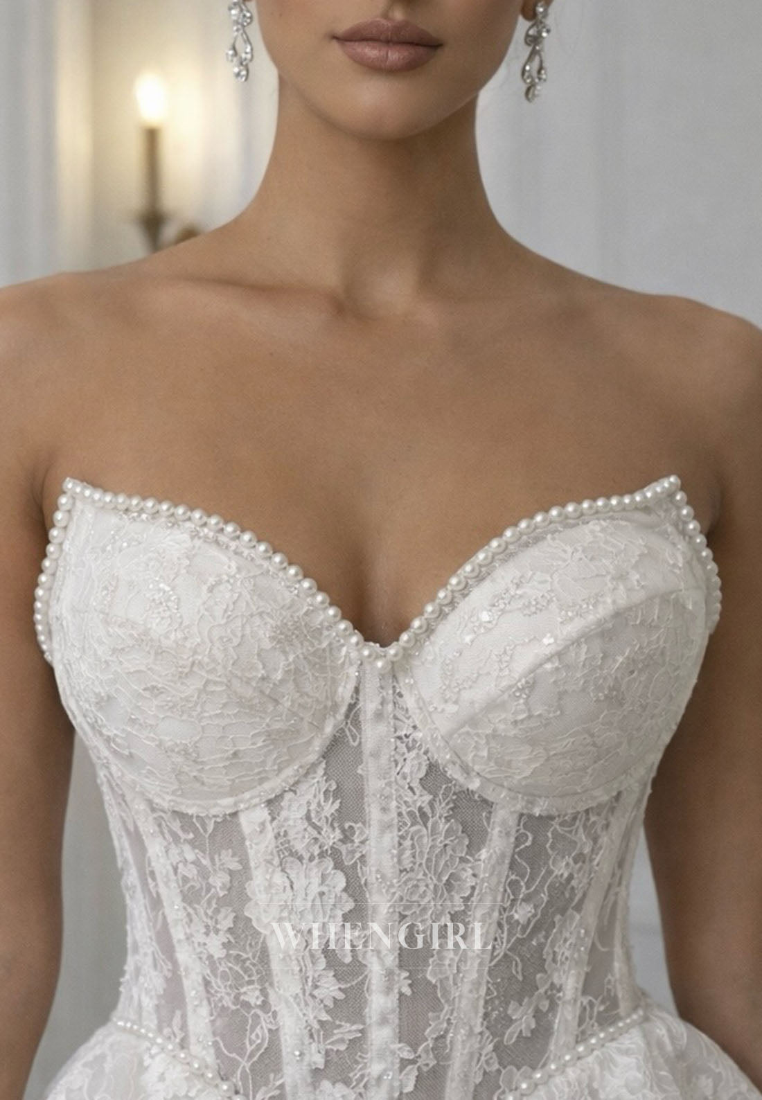 A-Line Sweetheart Beaded Lace Wedding Dress