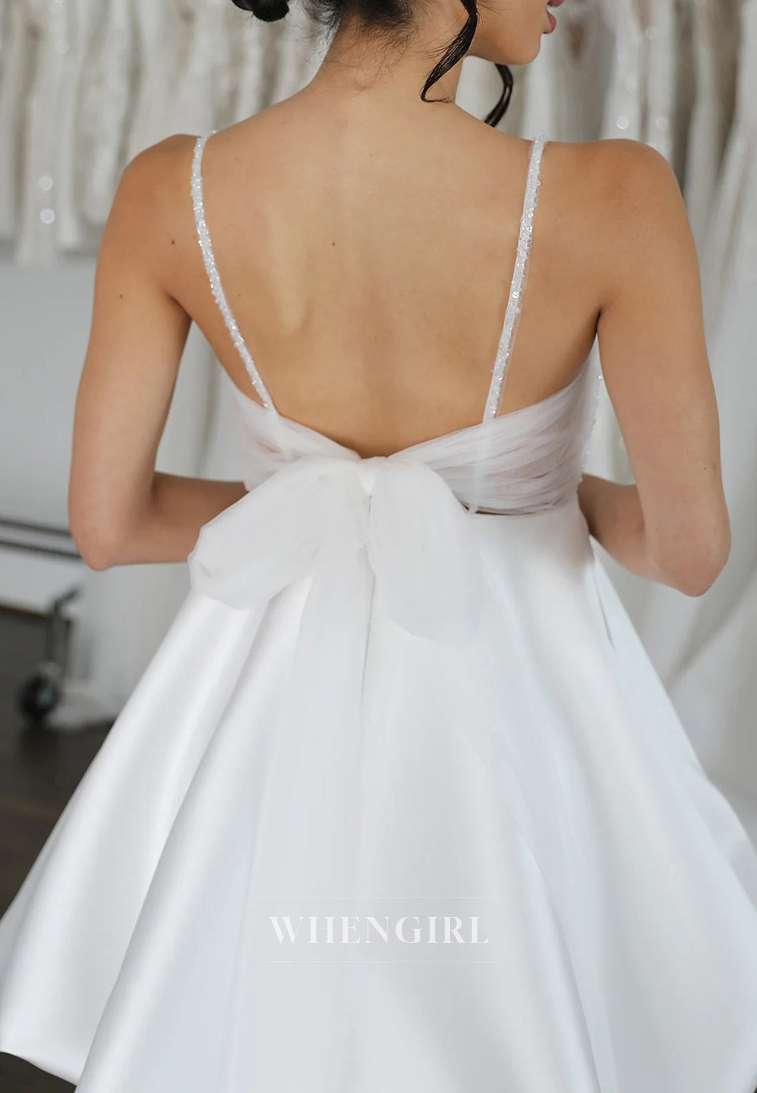 Beaded Sweetheart Straps Sleeveless A-Line Bubble Hem Short Wedding Dress