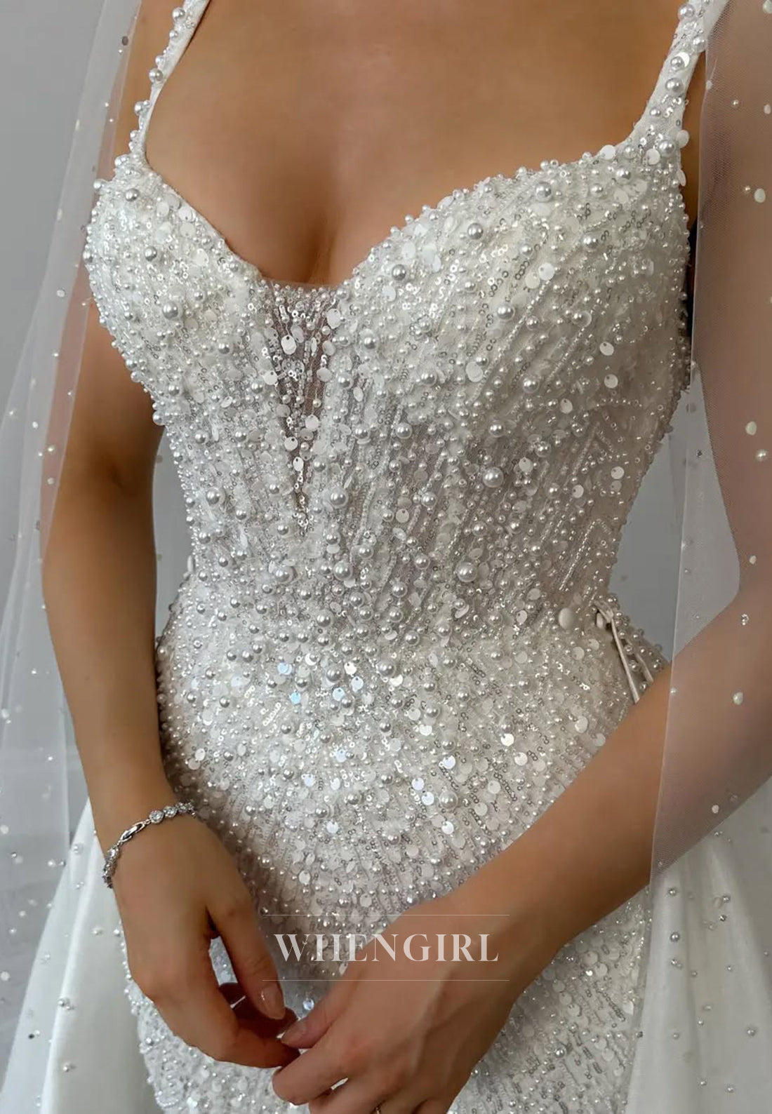 Sweetheart Sleeveless Beaded Sheath Wedding Dress with Sweep Train